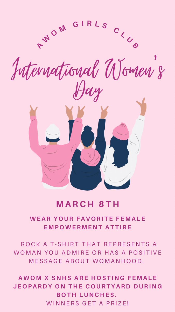 TOMORROW! SHOW YOUR SUPPORT IN HONOR OF #InternationalWomenDay2022 @SBHSPrincipal <a href="/SbhsSga/">SGA</a> @SBHSClass_2022