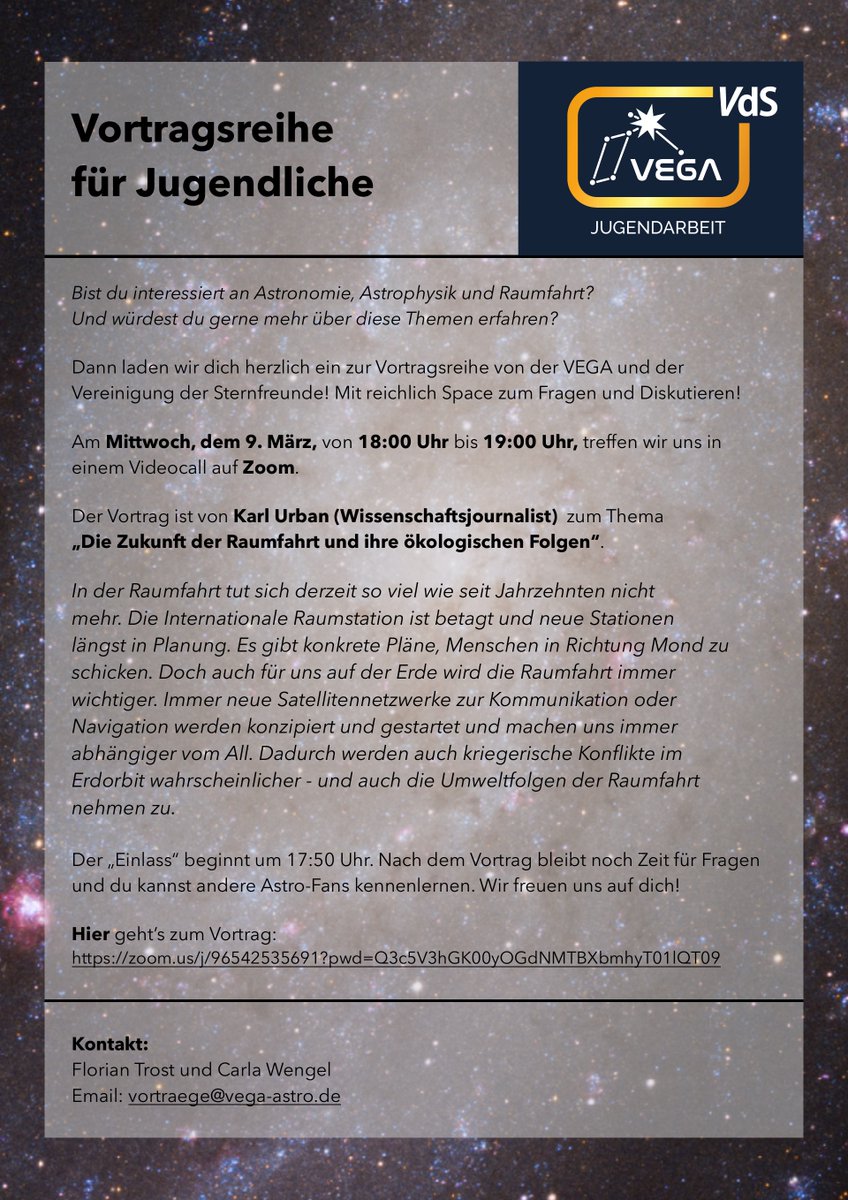 ASL_liveticker's tweet photo. Wolltet ihr schon immer etwas über die ökologischen Folgen der Raumfahrt lernen? Wie wirkt sich die Erkundung des Alls auf das Weltklima aus? Dann habt ihr am Mittwoch (9.3) die Gelegenheit! Karl Urban wird uns zu diesem spannenden Thema erzählen. https://t.co/aEyPGGorYn https://t.co/fijgKtNWVu