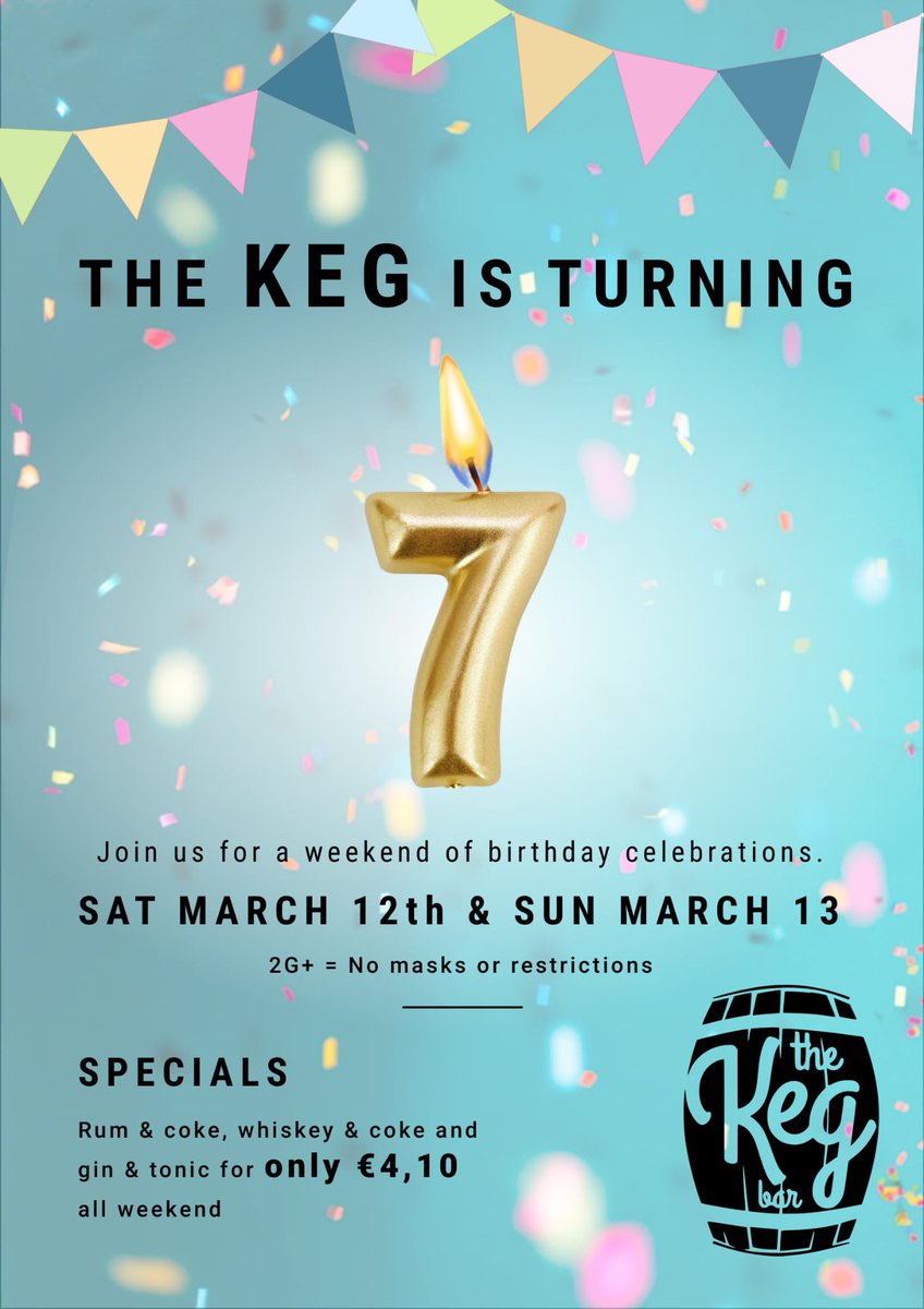 KegMunich's tweet photo. Join us in celebrating our 7th birthday all weekend! We will move to 2G+ on Thursday 10.03. This means that people who have recovered or are fully vaccinated can enter with a negative test result. People with a booster vaccination do not need a test. https://t.co/UNBKUBuwJu