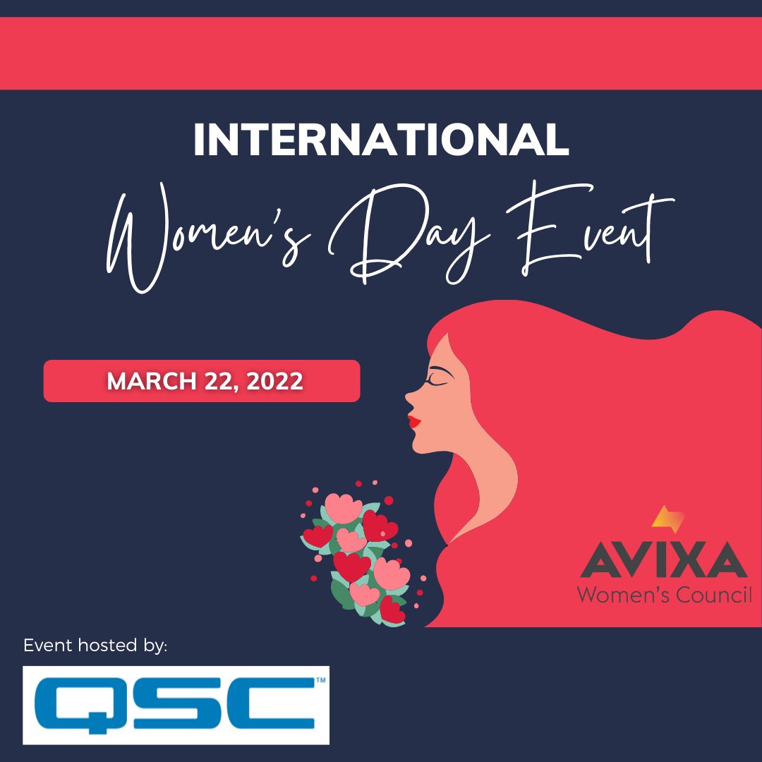 AVBrandy's tweet photo. Join the LA/OC @AVIXAWomen Council to celebrate #IWD2022 on 3/22/22 at @QSC Anna Csontos will led discussions on why #Diversity is so important. Register to attend. https://t.co/EJN4pFZEtn
#BTBinAV #AVIXAWomen #QSC #AWCLAOC #ALLAreWelcome #AVTweeps https://t.co/aFI5JUgFJM