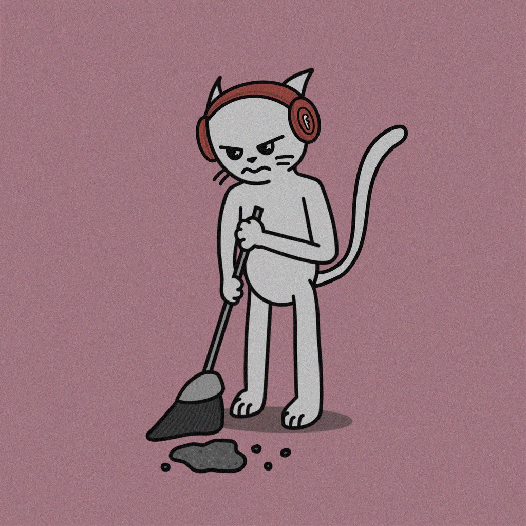 FelineFiendz's tweet photo. Gm Fiendz! 🌤

After an amazing day, this Fiend has to clean up after himself. 🧹 https://t.co/950N9jGZ5i