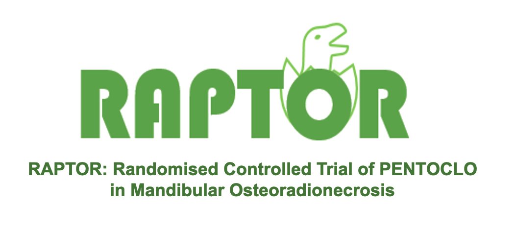 Do you treat osteoradionecrosis? 

We are looking for UK recruitment centres for RAPTOR, a new trial funded by <a href="/NIHR/">NIHR</a>  - if you are interested .... contact raptor@liv.ac.uk

RAPTOR is an RCT of Pentoxifylline, Tocopherol &amp; Clodronate (termed PENTOCLO) in treating mandibular ORN.
