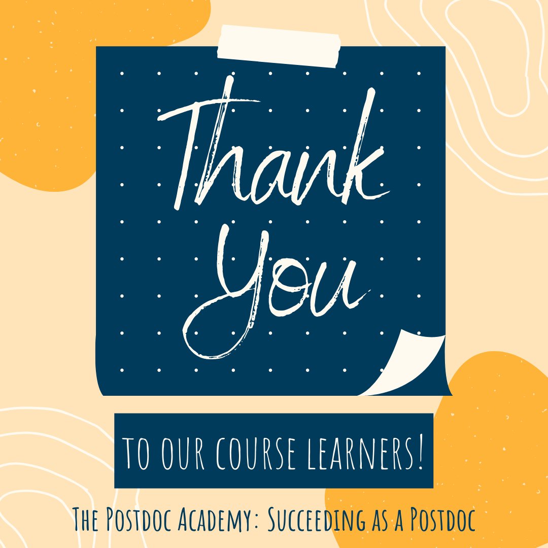 The Postdoc Academy (@postdocacademy) on Twitter photo We are grateful to our course learners for joining us for another successful run of Succeeding as a Postdoc! Our second online course, Building Skills for a Successful Career, launches this summer. More information coming soon! #postdocs #postdocacademy #professionaldevelopment We are grateful to our course learners for joining us for another successful run of Succeeding as a Postdoc! Our second online course, Building Skills for a Successful Career, launches this summer. More information coming soon! #postdocs #postdocacademy #professionaldevelopment