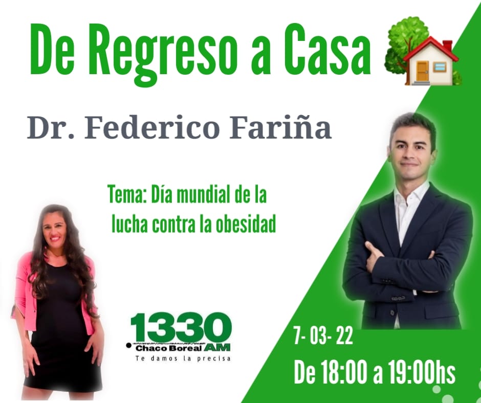 Hoy estará con nosotros el Dr. Federico Fariña para hablarnos de la lucha contra la obesidad, alimentación correcta y saludable.🍏🍗🥪
Sintonizá desde las 18h <a href="/1330am/">Radio Chaco Boreal</a>