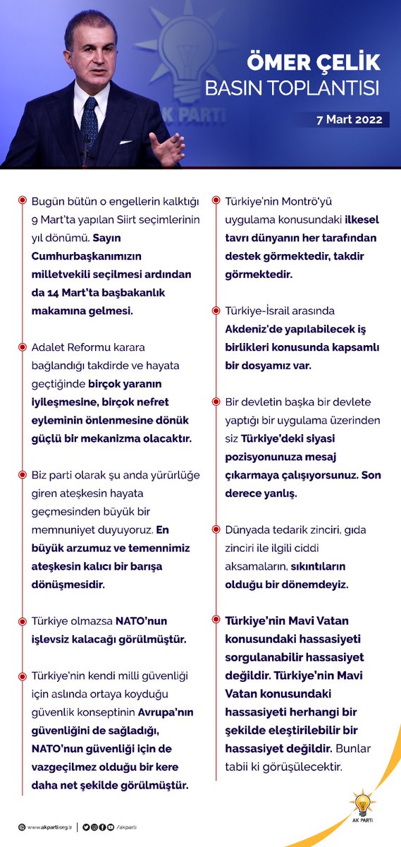 AKPartiG_Antep's tweet photo. Genel Başkan Yardımcımız ve Parti Sözcümüz Sayın @omerrcelik'in basın toplantısında öne çıkan açıklamaları... https://t.co/OsrX6w9D0D