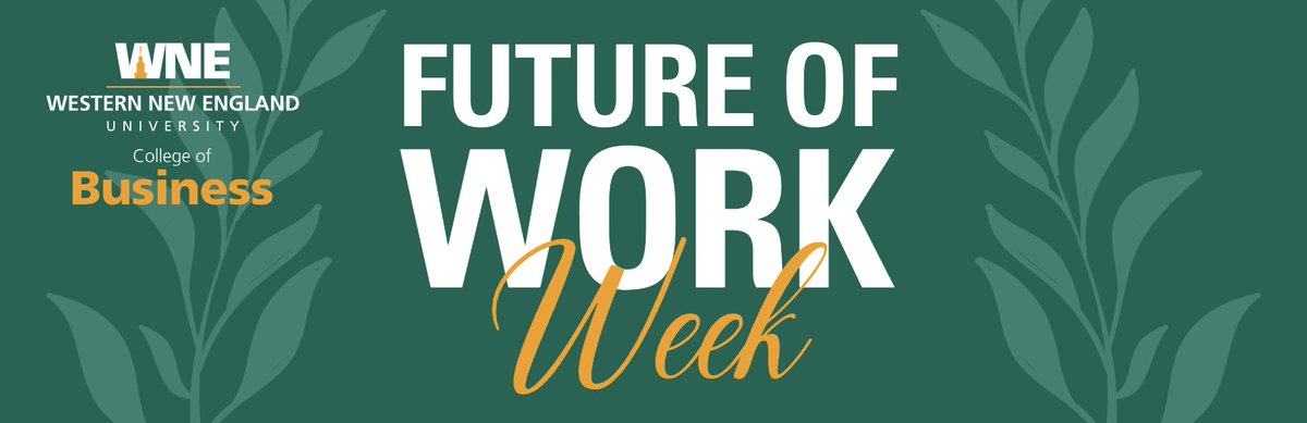 Today starts the Future of Work Week hosted by <a href="/wne_CoB/">WNE College of Business</a>. I would like to thank our thought leaders for discussing the future of work with our students. They all possess the skillset and mindset to add and create new value.