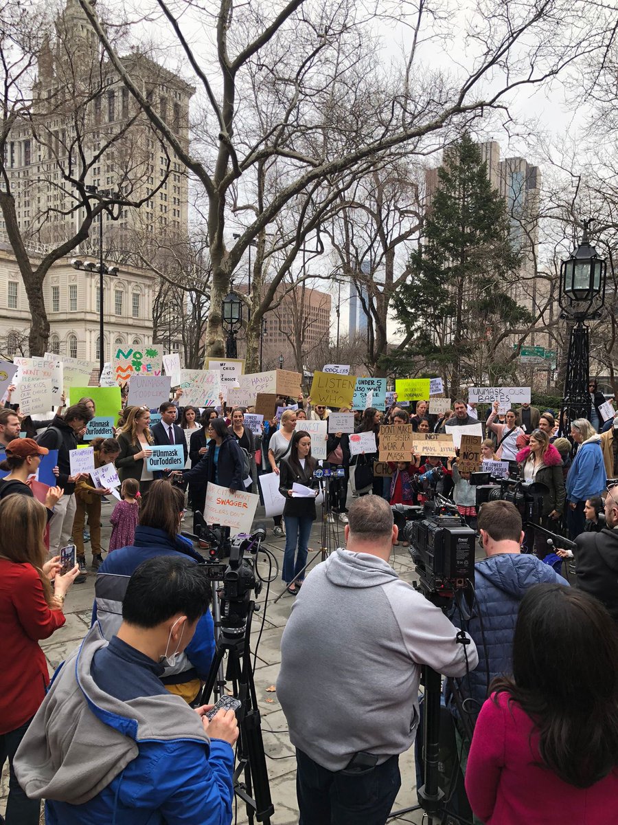 DGreenbaum's tweet photo. NYC moms are outraged. #unmaskourtoddlers @NYCMayor https://t.co/fXjh2WCCvm
