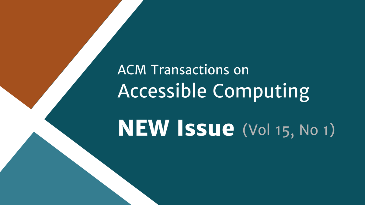 ACM Transactions on Accessible Computing (TACCESS) tweet media