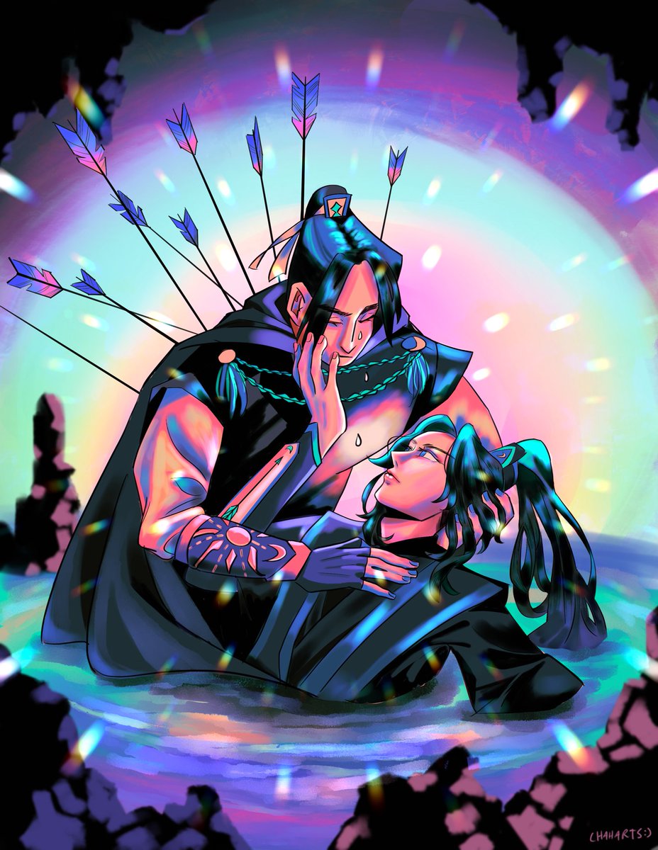 chaharts's tweet photo. Went back to this piece because I wanted to change the colors haha
#fengqing #muqingmonday #TGCF #天官赐福 https://t.co/MaSmXaa9LN