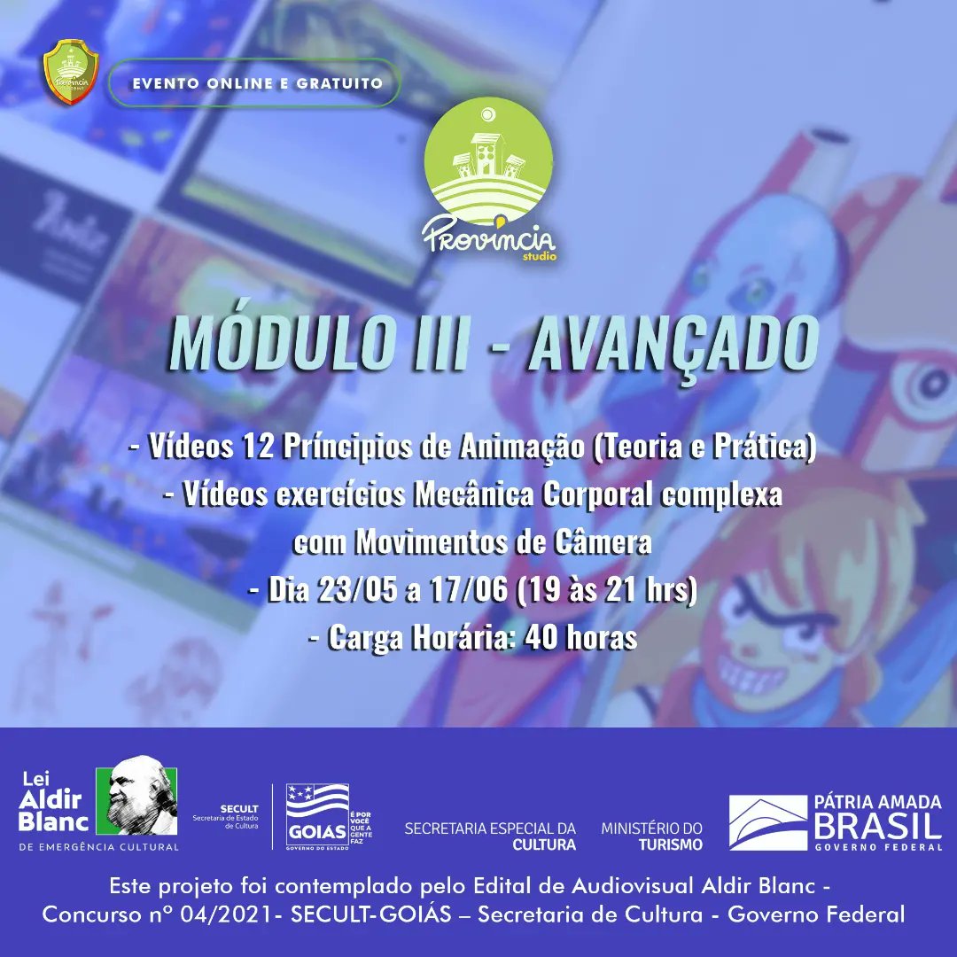 🇧🇷 Fala galera! Como prometido, segue mais info sobre o nosso Workshop!
Serão 3 módulos: Básico, Intermediário e Avançado.
Já temos pessoas enviando seus portfólios pra gente no info@provincia.network para se inscrever!
#ProvinciaStudio #workshop #animacao2d #animation #oficina