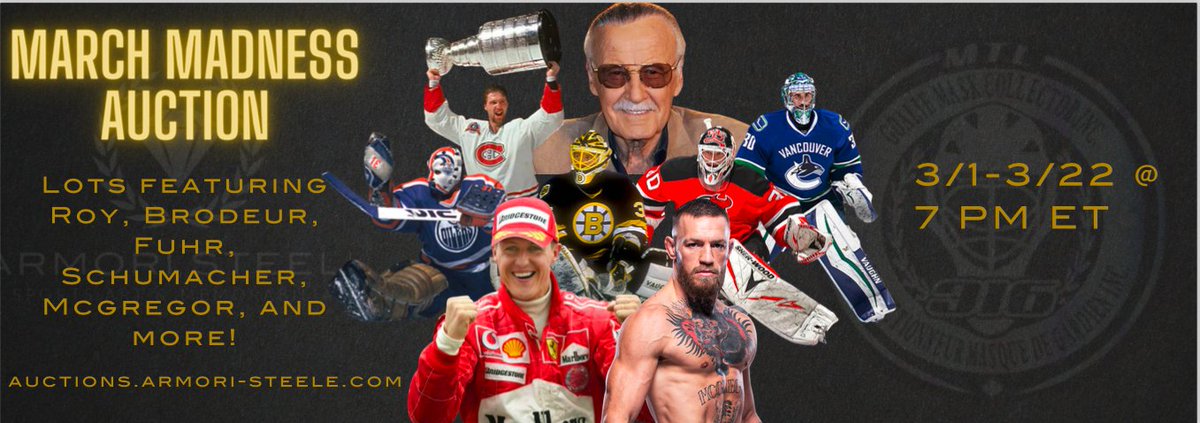 ArmoriSteele's tweet photo. MaRcH MaDnEsS is HeRe!!!
Don't miss out on your chance to own a piece of sports/entertainment history this March.

Auction is live now : https://t.co/0B8Ww34iu5

#hockey #hockeynight #HockeyIsForEveryone #Hockeytwitter #thehobby  #MMATwitter #F1twitter #F12022 #F1 https://t.co/UCQswvlWvO