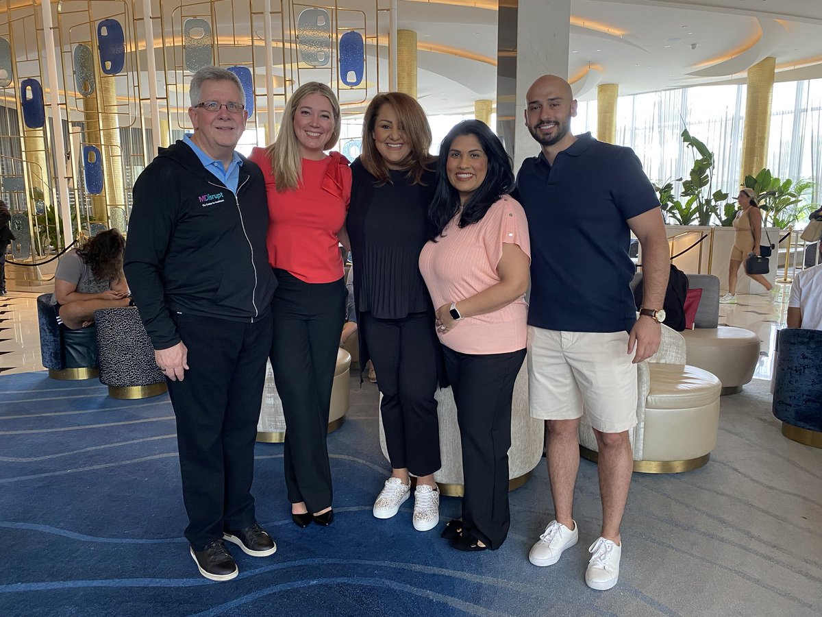 A subset of our amazing ⁦<a href="/m_disrupt/">MDisrupt</a>⁩ team on the day of our announcement of our raise! ⁦<a href="/webby_do/">Rami Wehbi, DO</a>⁩ ⁦@ChetRobson⁩ ⁦<a href="/KerryAmato/">Kerry Amato, CAE</a>⁩ ⁦<a href="/BrownGeneGal/">Mona Varia Schreiber</a>⁩