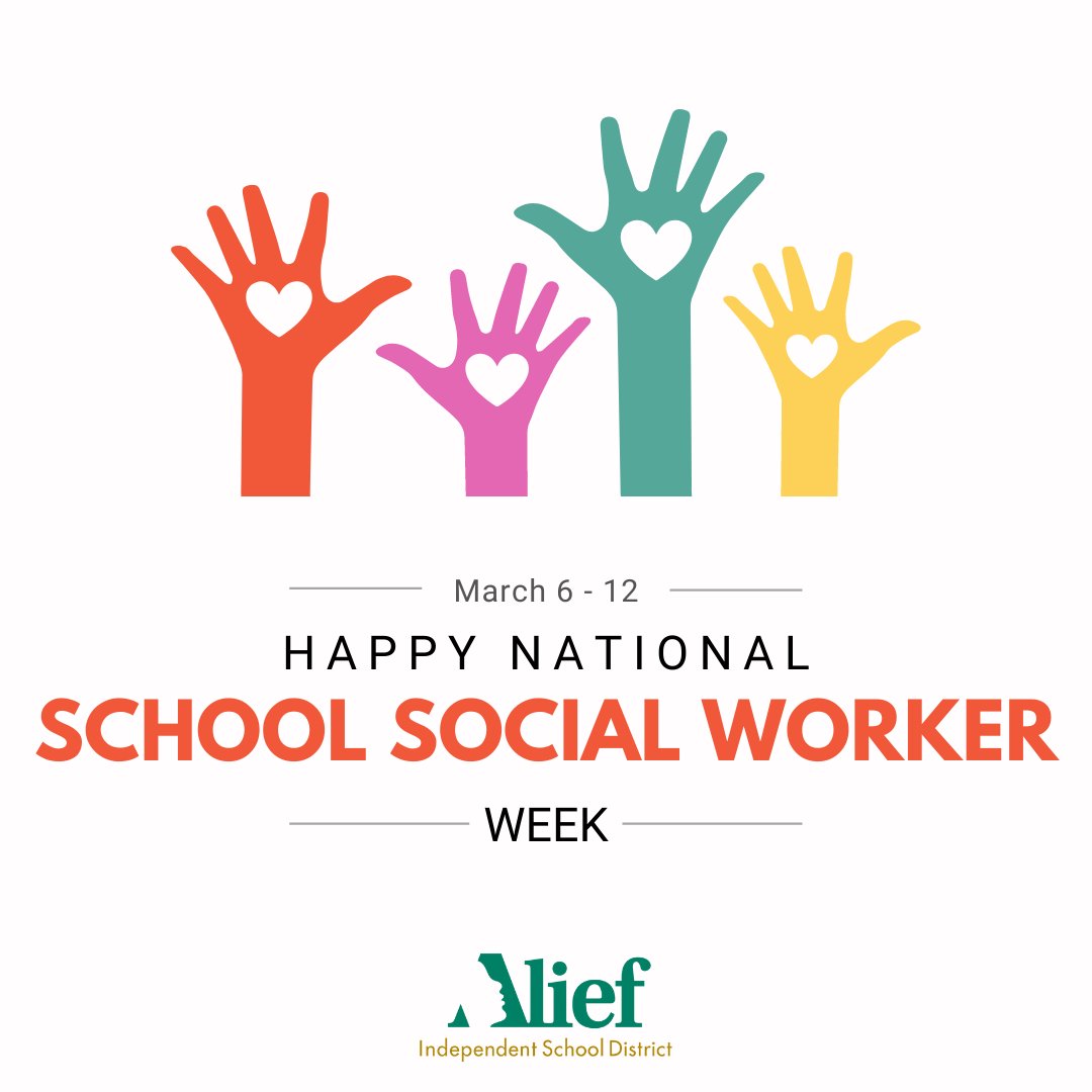 AliefISD's tweet image. It's National School Social Worker Appreciation Week! School social workers play a vital role in helping our students succeed. We are incredibly thankful and appreciative for all of our Alief ISD social workers.