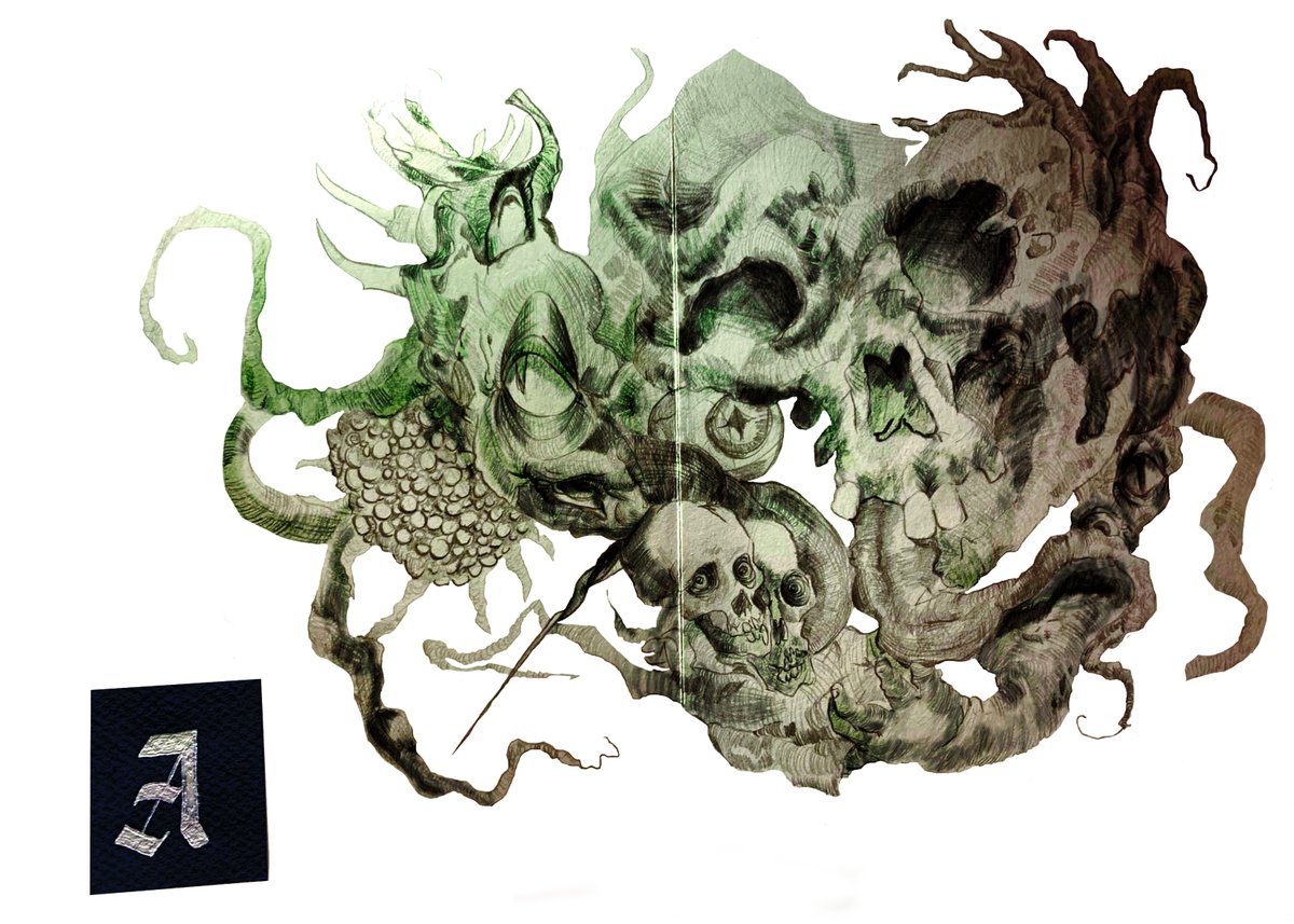 AthBluebird's tweet photo. ABC and A for Azathoth.
#BlueBird_ATH #HorrorArt https://t.co/x4Hhgr4Mu0