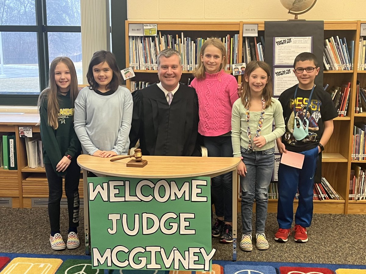 Thank you Judge McGivney for talking to our 3rd graders today.  One of our most favorite days of the year having you here.  <a href="/hutchingsele/">Hutchings Elementary</a>