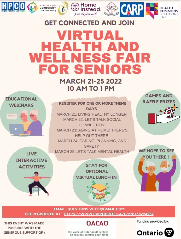 Let's get virtual! Health and Wellness fair for seniors. Sign up today at eventbrite.ca/e/270768294257