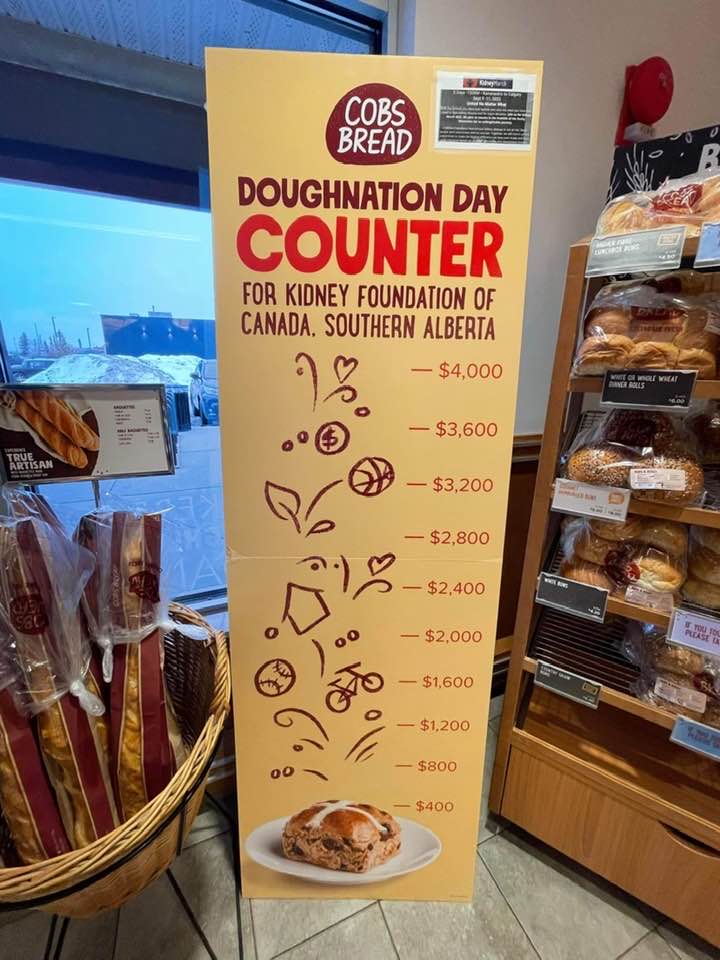 kidneymarch's tweet image. It’s a Dough Raising Event!   
Kidney March supplying supporters Lee &amp;amp; Kelly Hodgins with COBS Bread Shawnessy will be collecting donations to support @kidneycanada with a #KidneyMarch fundraiser! 
🥖👏On and leading up to Doughnation Day, April 2! 
Thank you #COBS
