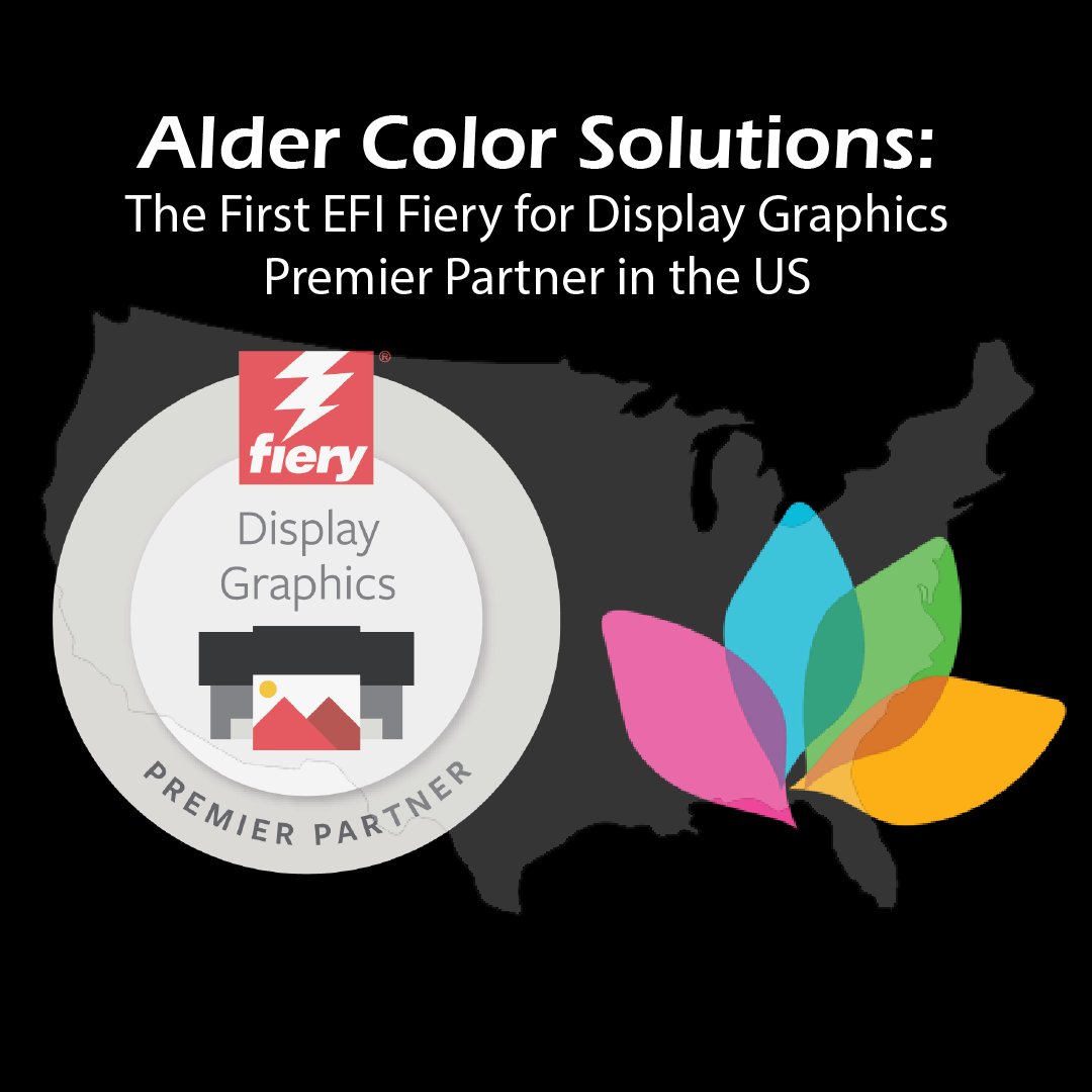 AlderColor's tweet photo. “We are excited to have Alder Color Solutions as our very first Fiery for Display Graphics Premier Partner in the US. Alder has been a close EFI partner for many years..."   Lori Lawrence, Americas Fiery for Display Graphics Sales Manager. Read more on https://t.co/JgL1drY6Ft https://t.co/zB3md0cy6e