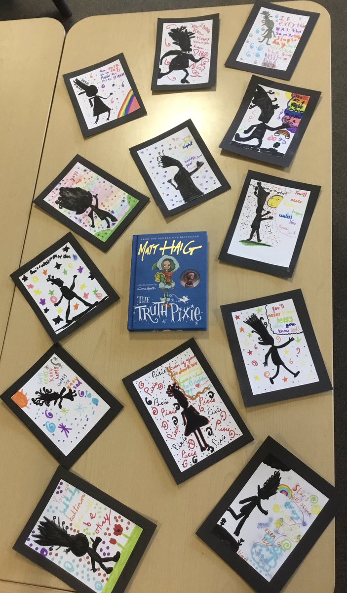 6B_stjohns's tweet photo. Some of our lovely artwork of inspirational quotes inspired from The Truth Pixie by Matt Haig #thetruthpixie #matthaig #readingforpleasure #worldbookday https://t.co/xcd6OetzM8