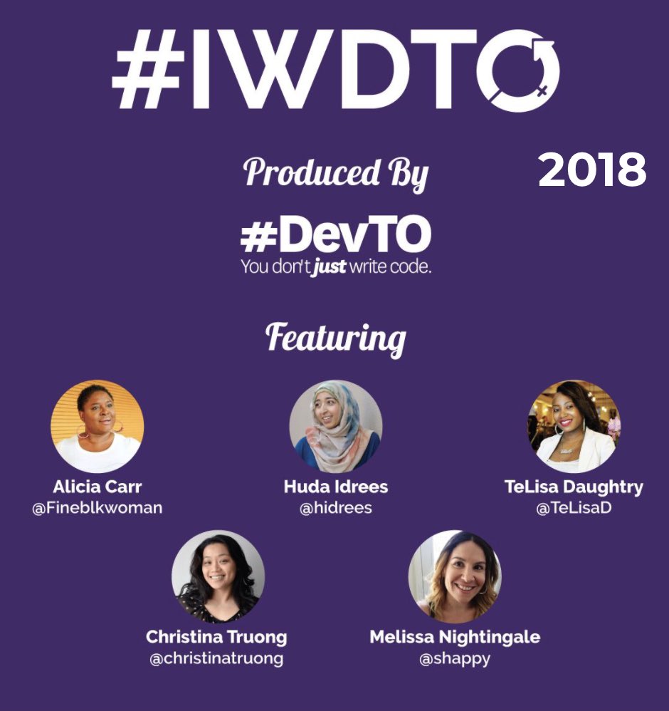 In 2018 #IWDTO brought @Fineblkwoman @hidrees @TeLisaD @christinatruong and @shappy to our Toronto stage. We also gave out 100 copies of @hfuiym that year. Join us on Tuesday techto.org/events/techtog…
