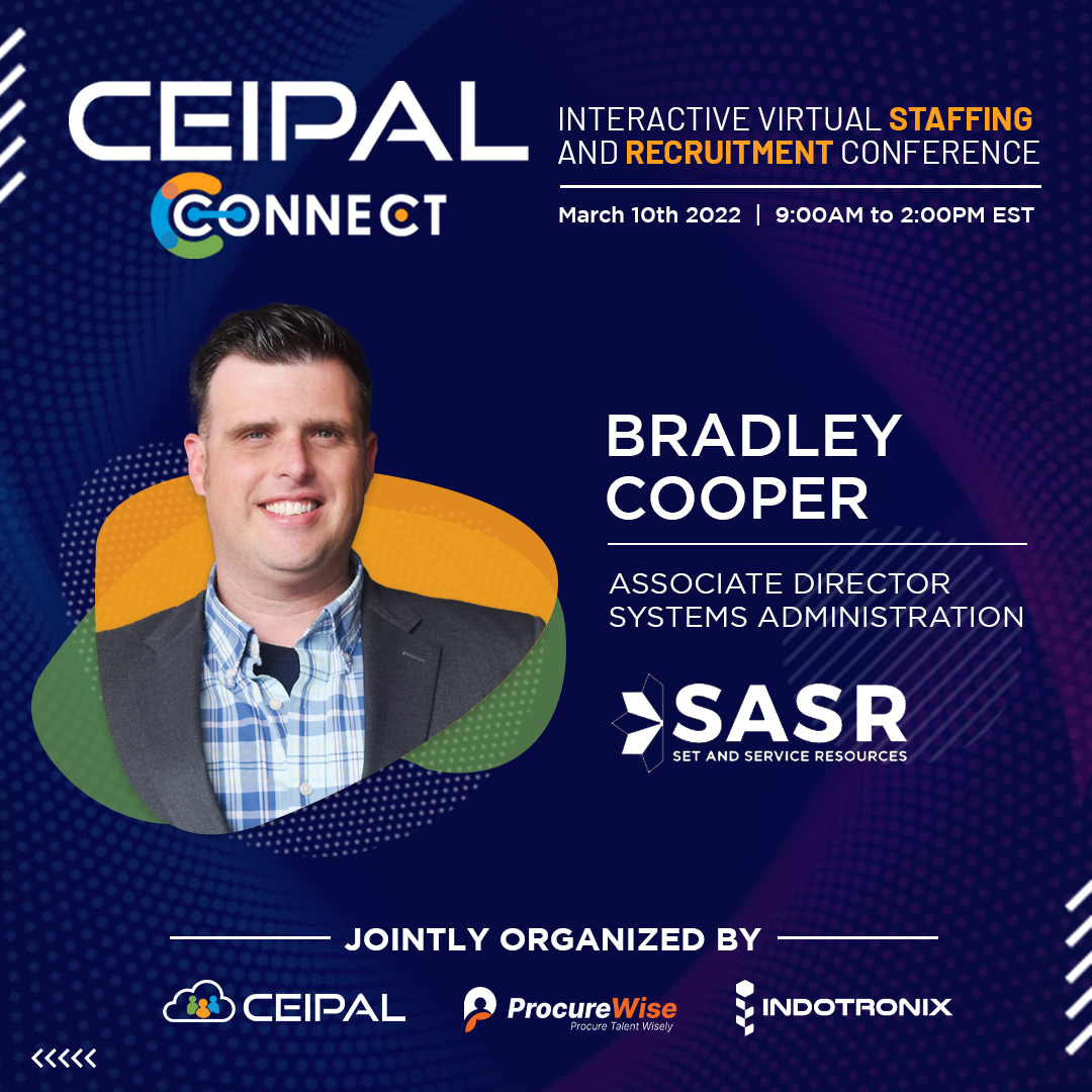 CeipalCorp's tweet photo. We're excited to announce Bradley Cooper, Associate Director Systems Administration at @sasrlink will be a speaker at #CEIPALConnect, jointly organized by CEIPAL, ProcureWise, & @IndotronixAvani. To join his session on 3/10, register now: https://t.co/xIBsgwWB2v
#staffing https://t.co/X4boWyJBk6