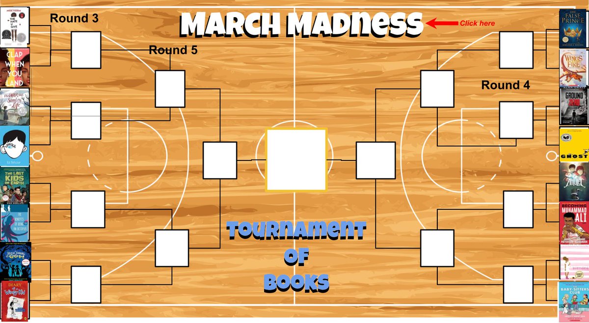 MrsKnappLAS's tweet photo. March Madness @ LMS starts today! Log on to the LMS library web page for the first round of voting. Click on each book for a one minute book talk to help make your choices! https://t.co/NrBAH569ZT

@ArlingtonCSD  @Arlingtonspirit https://t.co/sLChtGMLhw