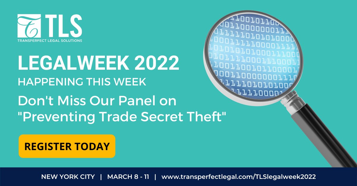 TPTLegal's tweet photo. Attention: #LegalWeek2022 is here! Join our panel discussion on trade secret theft this Wednesday at 11:30am. Register here: https://t.co/yI4U4Idi3T https://t.co/5v9ghCCHsH