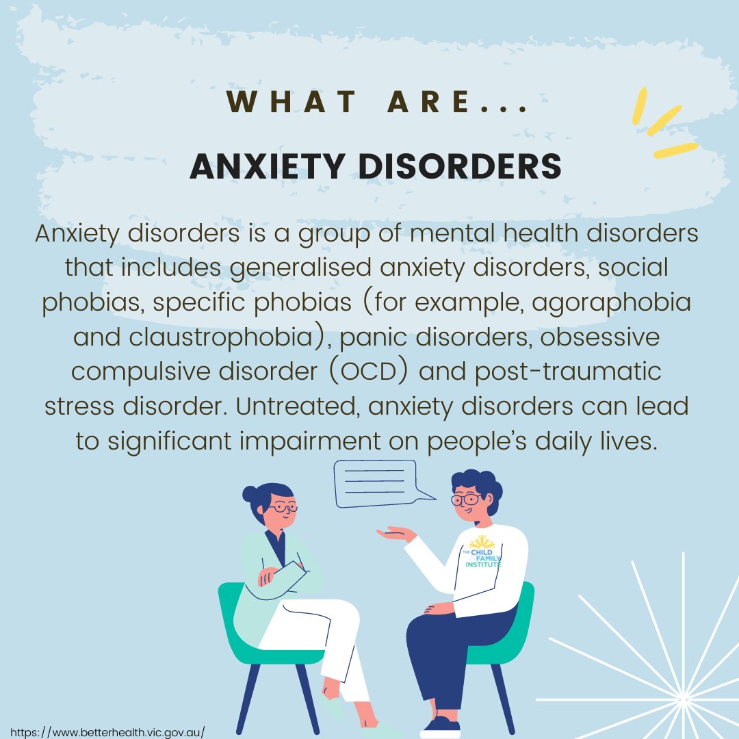 ChildFamilyInst's tweet photo. What are… Anxiety Disorders? #EvidenceBasedCareForAll #ChildFamilyInstitute https://t.co/ylRn2j4Lix