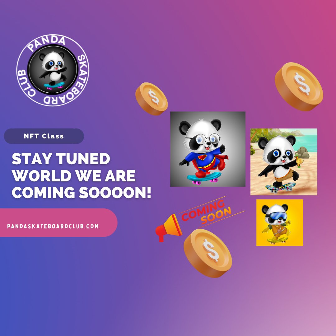 stay tuned world we are coming soon!
A world of new panda collection nft 
be a part of this beautiful collection .
website : pandaskateboardclub.com
opensea :opensea.io/collection/pan…
discord :discord.com/invite/C8GzWvU6

#nft #nftart #nfts #nftcollectors #NFTCommunitys