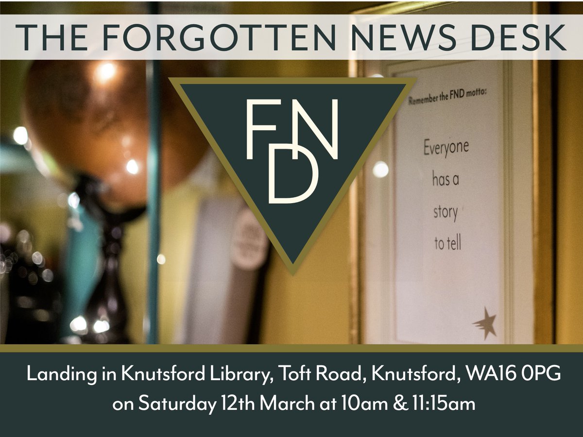 The Forgotten News Desk is on a mission! A mission to uncover those gems of news that might otherwise get forgotten. Join Viv, the Forgotten News Desk’s editor, this weekend, as she searches for the news of the day in Knutsford. Free to attend, no booking required! #cheshire