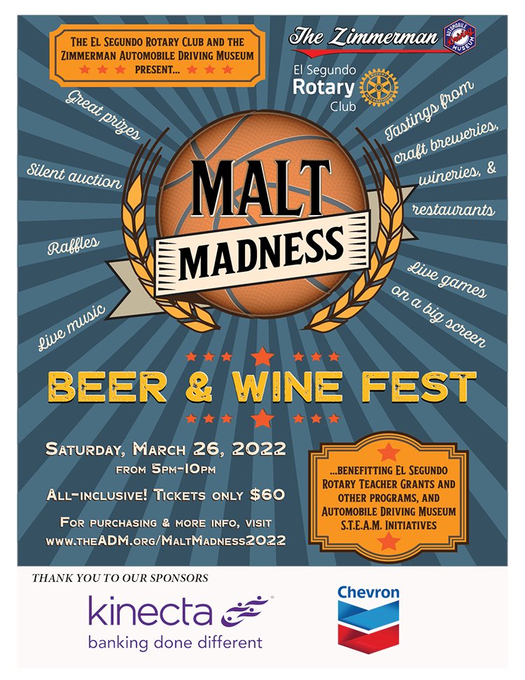 GundoRotary's tweet image. Please join us for Malt Madness 2022, El Segundo's Beer &amp;amp; Wine Festival! 
TICKETS ON SALE NOW: square.link/u/8RQpEvvq
For more info, please visit rotaryelsegundo.org