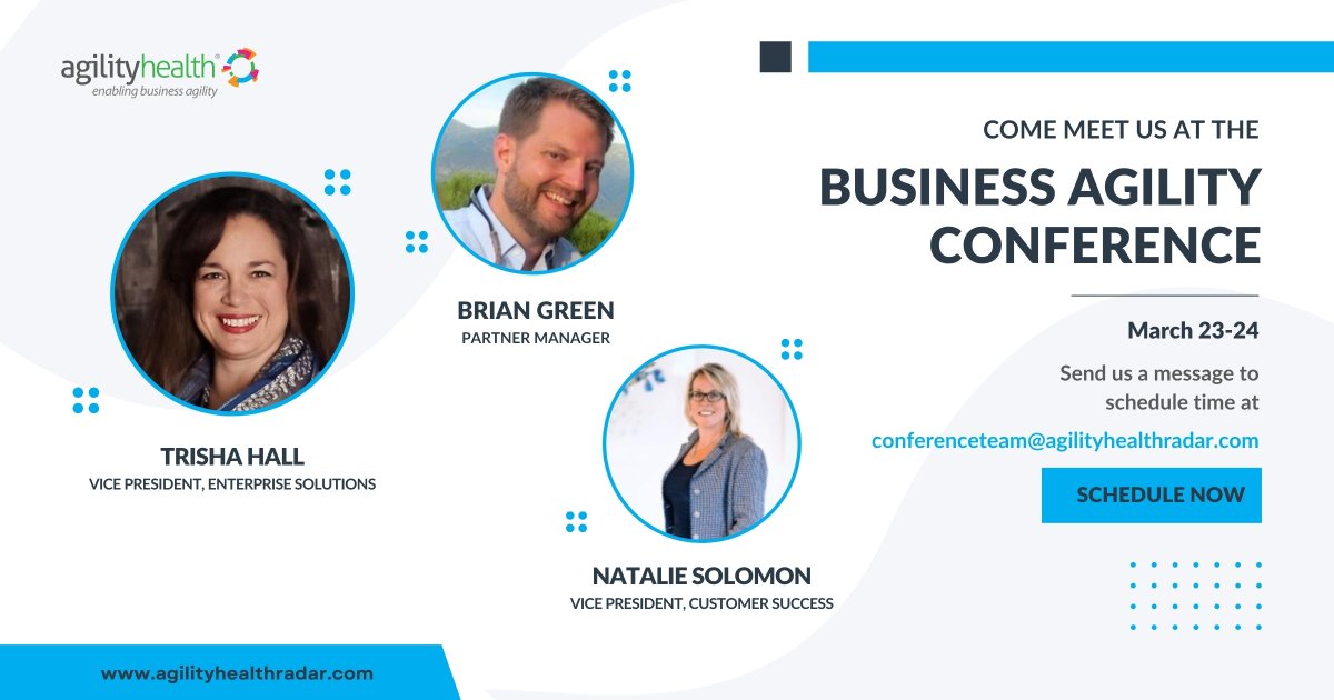 agilityhealthr's tweet photo. Are you attending the Connect &amp; Inspire Business Agility Conference, March 23-24? Send us an email to conferenceteam@agilityhealthradar.com so we can connect in person! @BusinessAgilityInstitute
#businessagilityconference #agilityhealth #transformation #agiletransformation https://t.co/C2mW426ZwP