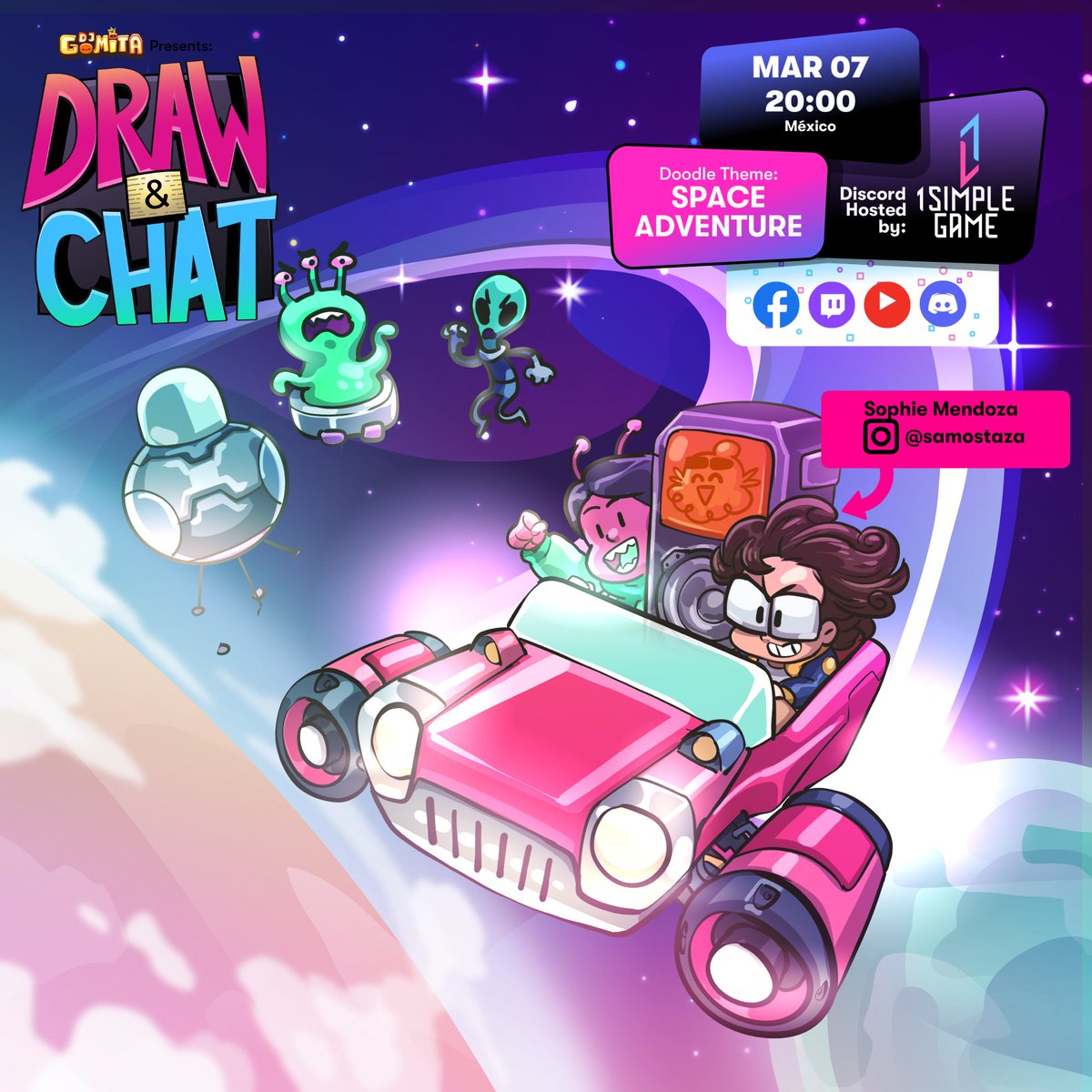 1SimpleGame's tweet photo. 👽 Come on a space adventure with us!
🛸 Today's #DrawAndChat will be out of this world.
8 PM at: https://t.co/UUsibZLin0
#stream #alien #ufo #art #doodles https://t.co/6JSDBxl34D