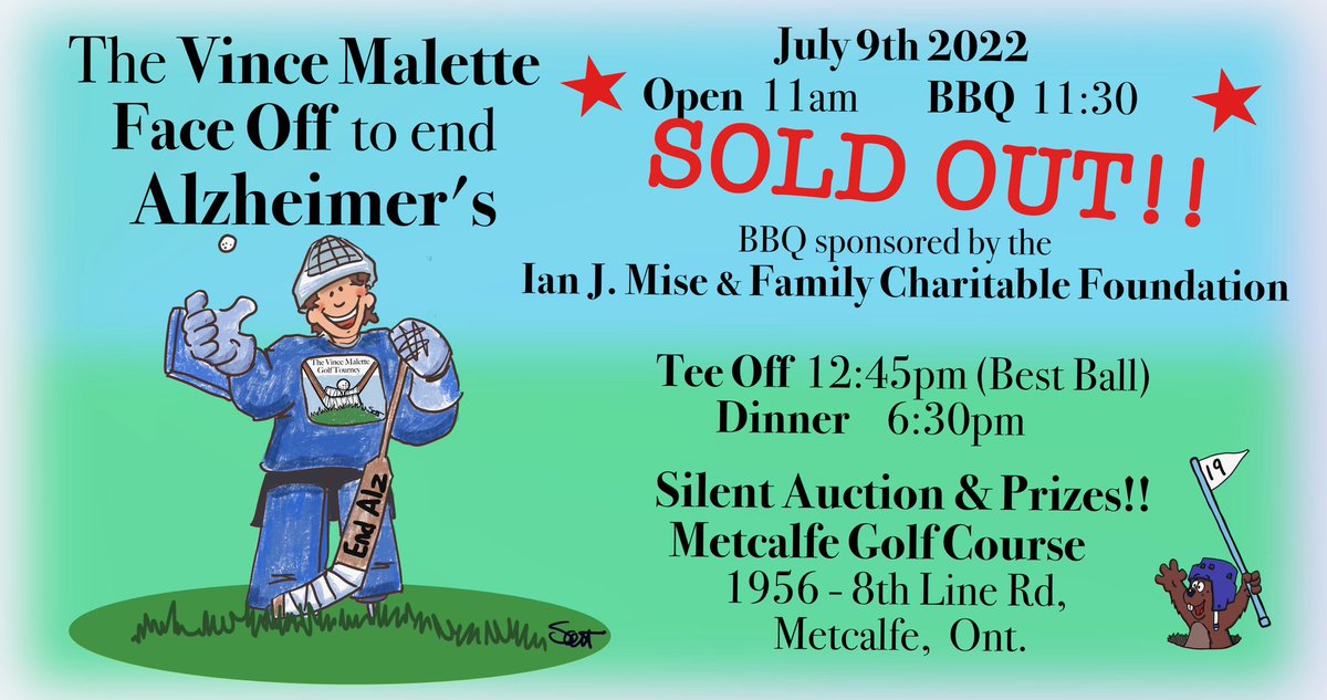 Vincehockey's tweet photo. Thank you thank you thank you. In just one week we have officially SOLD OUT our 2nd Annual Vince Malette Face off To End Alzheimer’s Tournament!
Our family is so grateful for everyone’s support and love, we are so lucky to have the most supportive community. https://t.co/9zpQYsD8pb