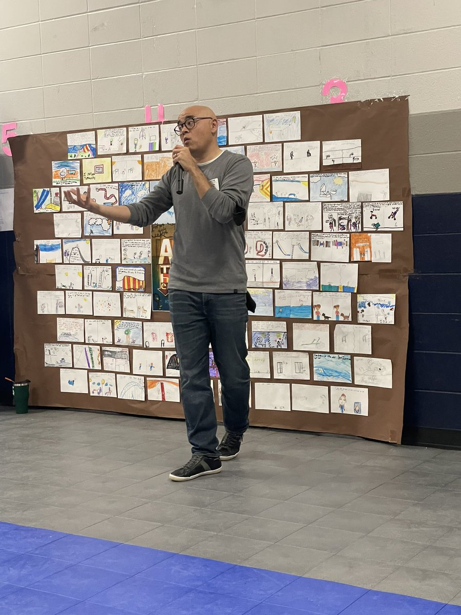 decooklions's tweet image. Our #Read180 class had the privilege of listening to @dsantat speak this morning. Most of the kids have read Sidekicks this year, so we were all geeking out a bit! His new book, The Aquanaut is a unique and engaging graphic novel that we can’t wait to read. @Hamilton_Lions