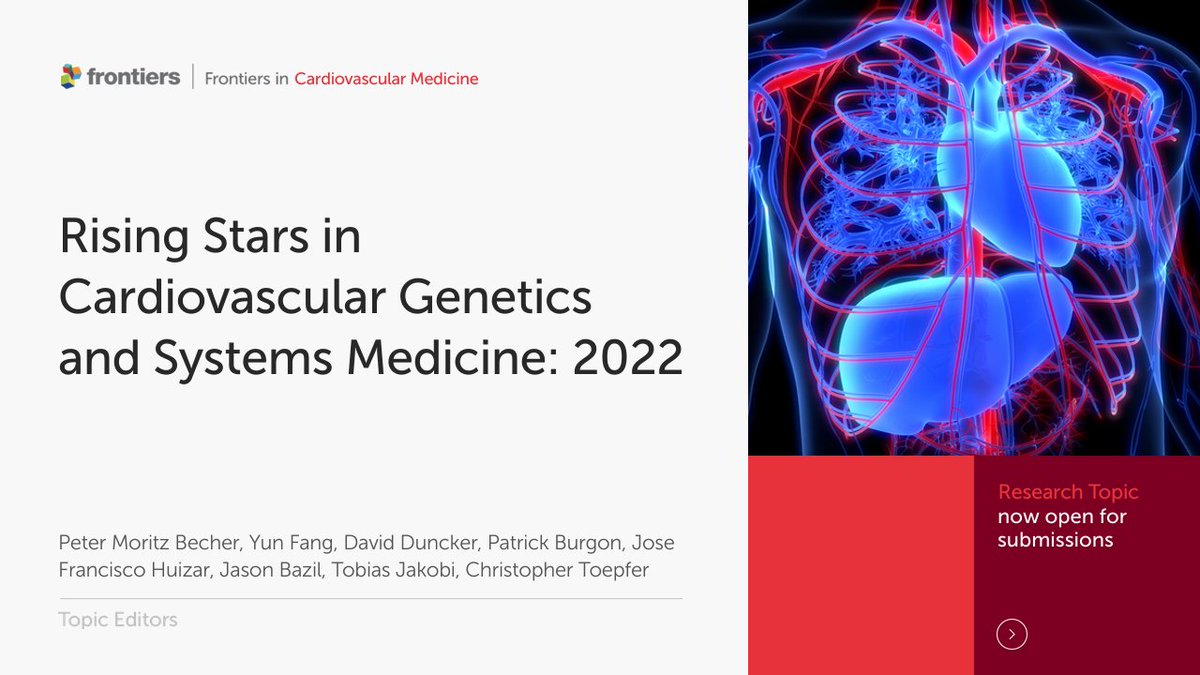 FrontCVMedicine's tweet photo. Are you an early-career researcher researching #CardiovascularGenetics?

Please email  cardiovascularmedicine@frontiersin.org to be considered for our "Rising Stars in Cardiovascular Genetics and Systems Medicine: 2022" open access article collection 🫀⭐️

🗓️ 20th August 2022 https://t.co/illszBymX9