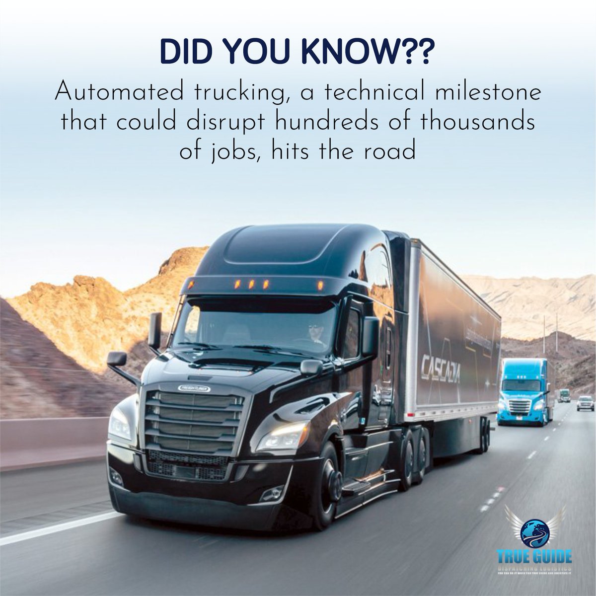 GuideLogistics's tweet photo. There have been companies PRIVATELY testing their prototypes on public roads.
SELF DRIVING VEHICLES ARE HERE AND THEY AREN'T GOING ANYWHERE.
The question is how can your company stay on top of technology like this?
-----
๐ https://t.co/G5q1M8Si1d
.
#trueguidelogistics #OTR https://t.co/dKc07n1jda