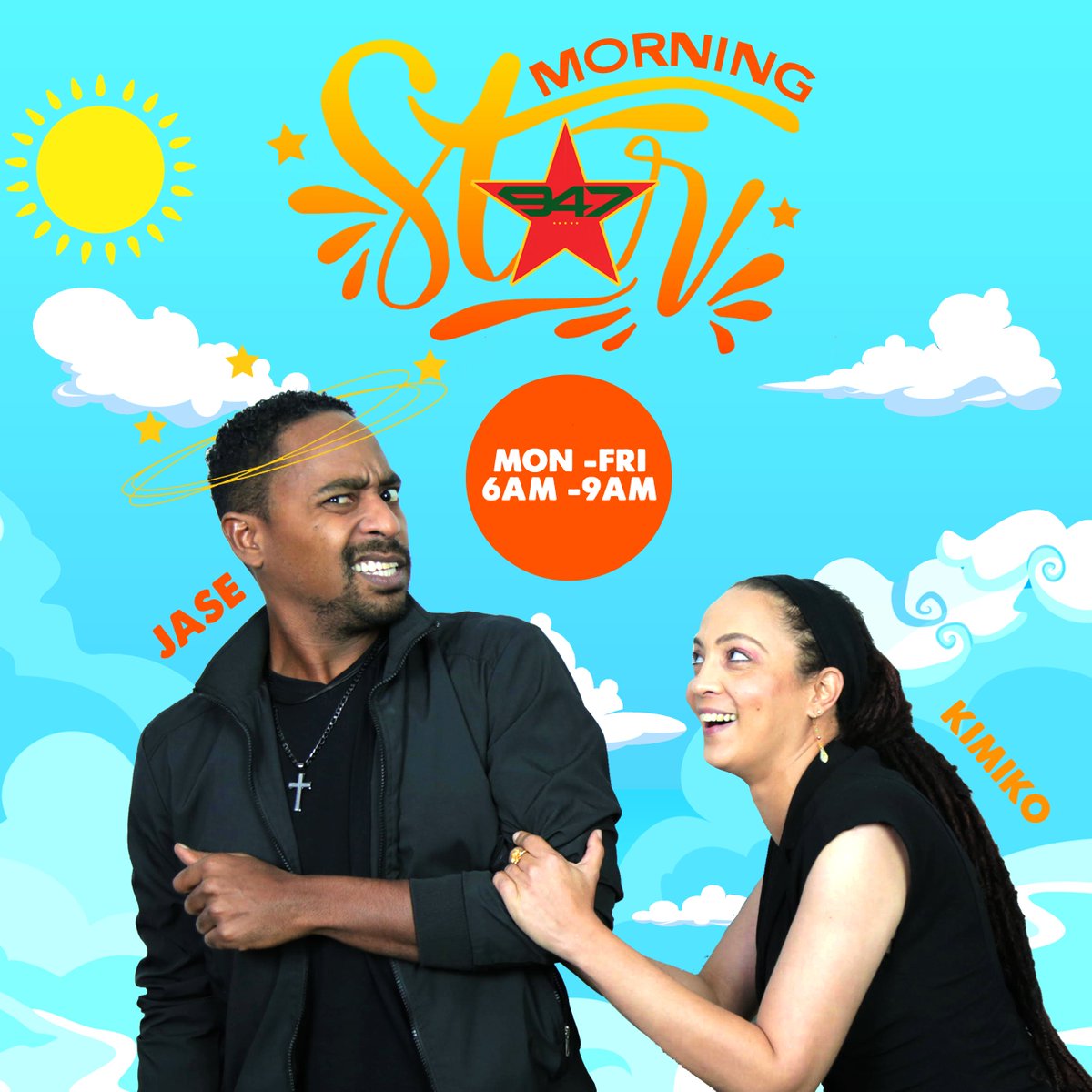 star947tt's tweet photo. Start your day with the
𝗠𝗢𝗥𝗡𝗜𝗡𝗚 𝗦𝗧⭐️𝗥
𝘸𝘪𝘵𝘩 Jase & Kimiko
Monday to Friday 6-9am
#MorningStar #STARnation #Star947 #StarOfOJO #ojoSUMO #SurvivalMode #SUMOstrong #WeAreOne #OJO #OJOworld #OJOworldTT #ojo🌎 https://t.co/cdTT81kPSh