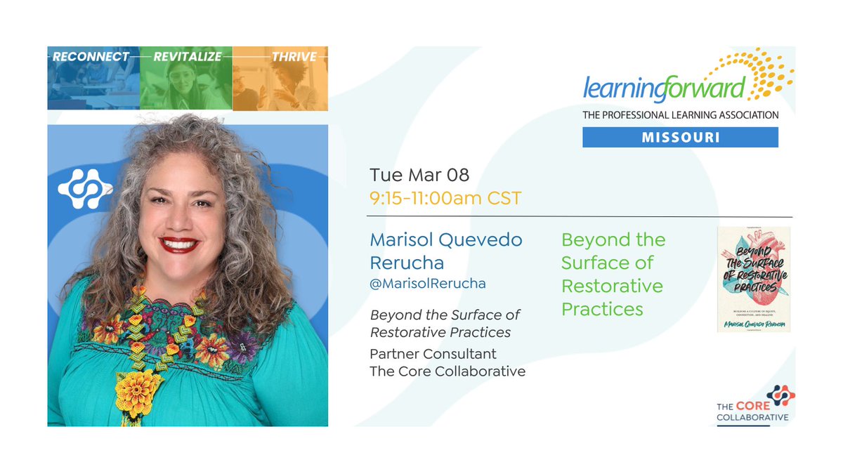 TheSocialCore's tweet photo. #ShowMe2022 | One Hour until the magnificent @MarisolRerucha's keynote Beyond the Surface of Restorative Practices. @LrnFwdMO @TheSocialCore
#restorativepractices #restorativecircles
@bloomberg_paul https://t.co/FQPVdfDZGx