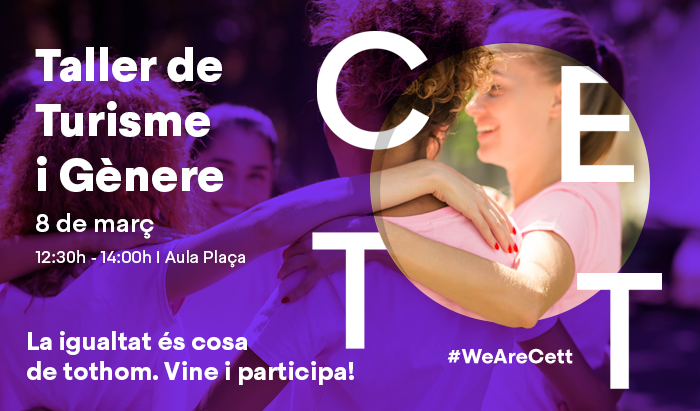 #CETT_UB | ♀️ El turisme pot ser un mecanisme per revertir les desigualtats de gènere?

Participa en aquest taller del <a href="/CETT_UB/">CETT</a> en què elaborarem una proposta d’accions per millorar la igualtat a la universitat i en el món professional.  

📝 Apuntat’hi! bit.ly/3vz6LPM