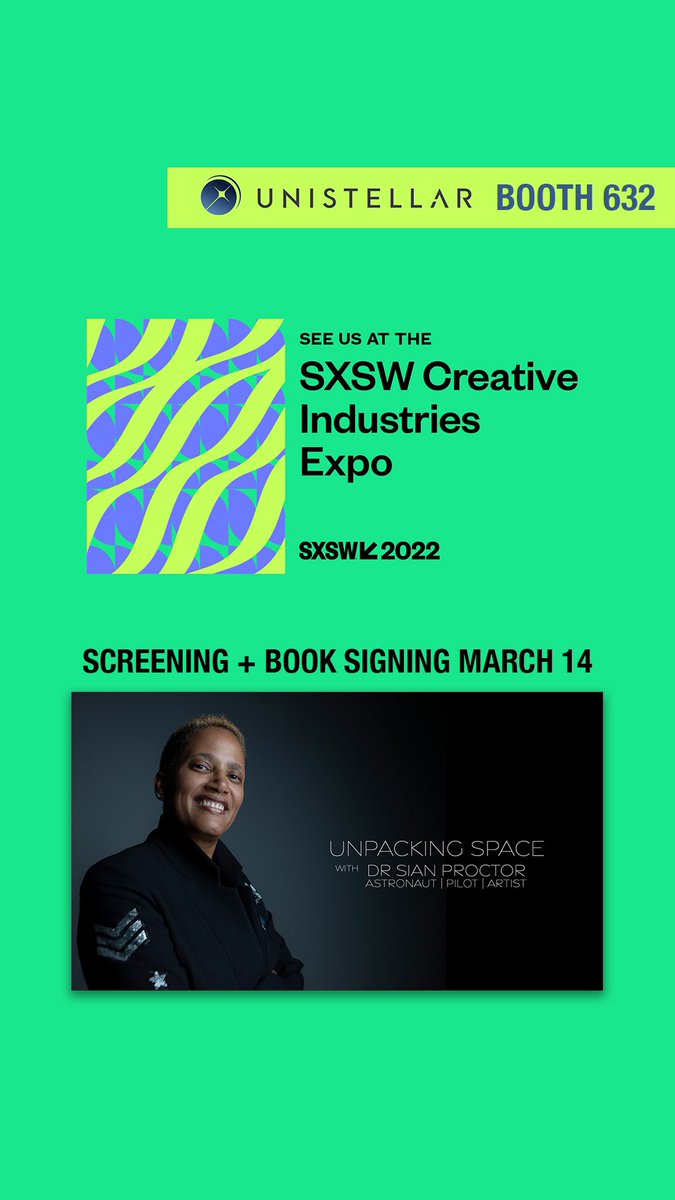 Our film #UnpackingSpace featuring <a href="/DrSianProctor/">Dr. Sian “Leo” Proctor</a> will be screening March 14th at the <a href="/Unistellar/">Unistellar</a> booth at <a href="/sxsw/">SXSW</a> in the Creative Industries Expo along with an exclusive book signing with #DoctorProctor