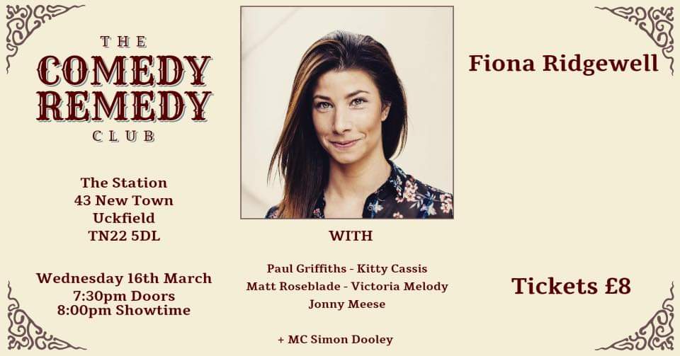 The next <a href="/comedyremedyclu/">The Comedy Remedy Club</a> gig coming up is in Uckfield on 16 March 2022! The line up includes @Jonny_meese <a href="/victoriamelody/">Victoria Melody</a> @aimeecooperform Paul Griffiths Matt Roseblade &amp; headliner Fiona Ridgewell!!! jokepit.com/comedy-in/tunb…
