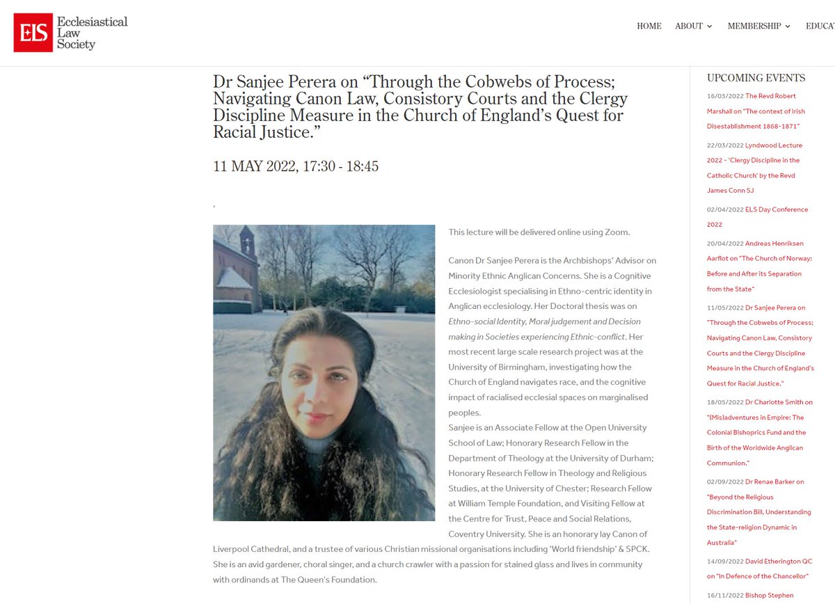 SanjeePerera1's tweet photo. Really looking forward to speaking at the @ecclawsoc on "Navigating Canon Law, Consistory Courts and the Clergy Discipline Measure in the Church of England’s Quest for Racial Justice.”
11 MAY 2022, 17:30 - 18:45
https://t.co/IOR4kV9sVi https://t.co/yUI1KrH1lO