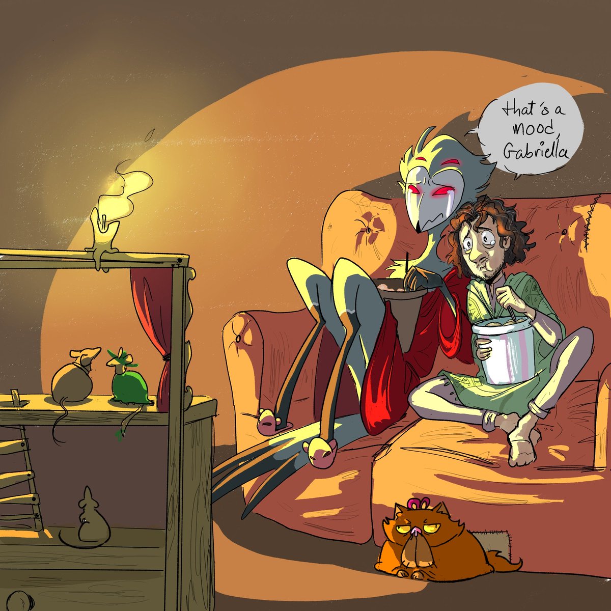 hellucanto's tweet photo. Depressed evening 
#Encanto #encantofanart #brunomadrigal #HelluvaBossFanart #HelluvaBoss #Stolas #HazbinHotel https://t.co/sZ6GmJeh75