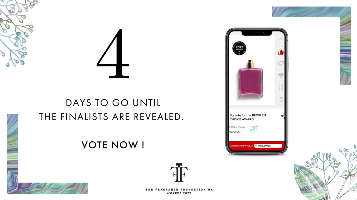 PerfumistE's tweet photo. This awards is yours! Vote for your favorite #fragrance!
🚨 👉 https://t.co/VpIkHFIyko
#TFFAwards #TFFUK #TFFAwards2022 #peopleschoiceawards https://t.co/lcW2hdtytQ