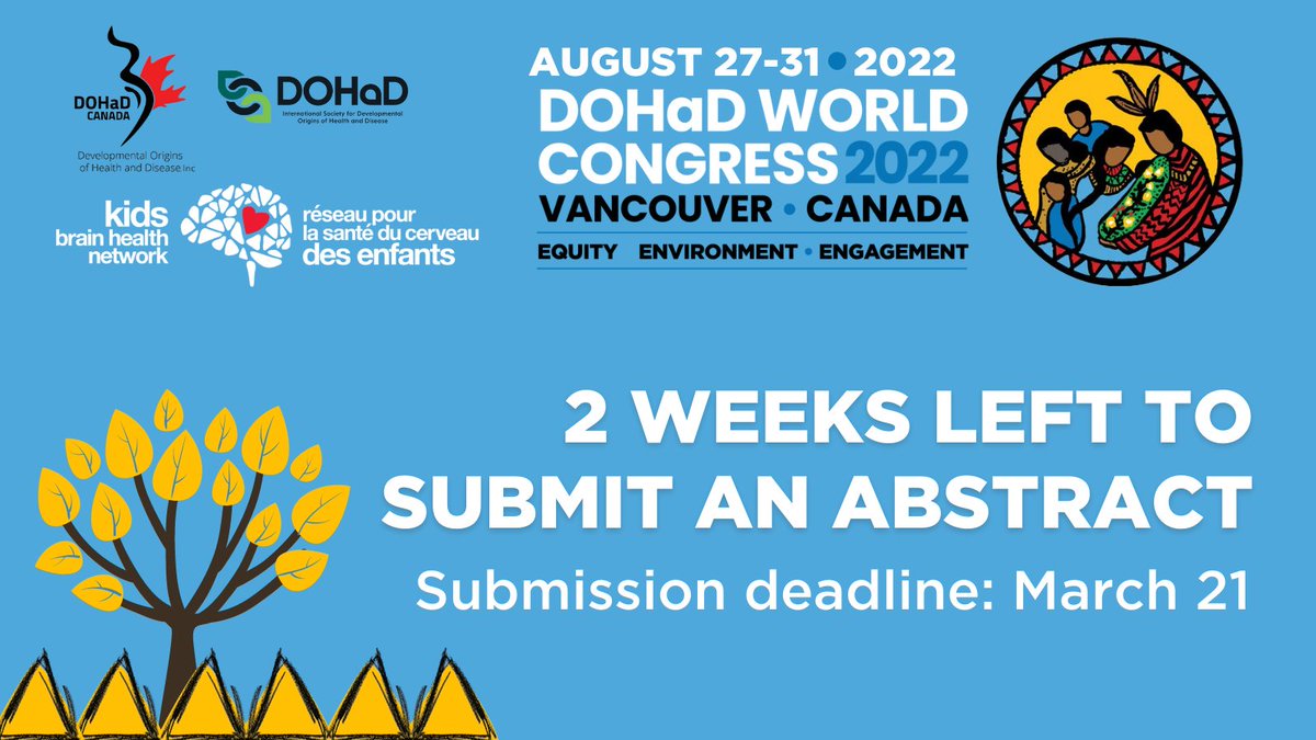 DOHaD World Congress 2022 (@dohad2022) on Twitter photo 2 weeks left to submit an abstract for #DOHaD2022! Remember, you can submit more than one abstract in more than one research category.
Become part of #DOHaD2022 by submitting your abstract today!
Submit your abstract: dohad2022.com/abstracts
<a href="/Dohadcanada/">DOHaD CANADA</a> <a href="/KidsBrainHealth/">Kids Brain Health Network</a> 2 weeks left to submit an abstract for #DOHaD2022! Remember, you can submit more than one abstract in more than one research category.
Become part of #DOHaD2022 by submitting your abstract today!
Submit your abstract: dohad2022.com/abstracts
<a href="/Dohadcanada/">DOHaD CANADA</a> <a href="/KidsBrainHealth/">Kids Brain Health Network</a>