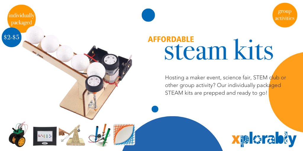 March 25-27 is NJ Makers Day. Xplorably sells fun, hands-on individually packaged STEAM kits starting from just $2 per kit.
Perfect for your #MakersDay group activities.
Visit xplorably.com/njmakersday to find out more. #xplorably #njmakersday #njstemmonth #stem #steam #diy #maker