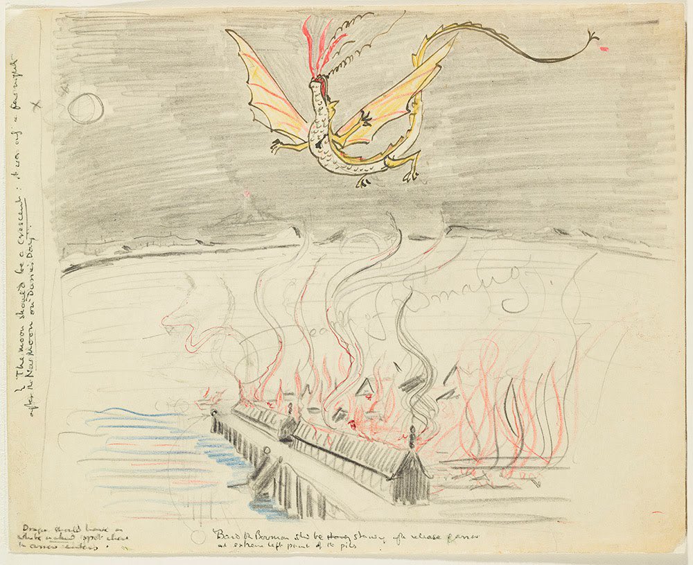 PSPattonWrites's tweet photo. The estate of J.R.R. Tolkien has published rarely-seen drawings, sketches, and paintings from the author. 2 of 2.
.
#tolkien #jrrtolkien #lotr #thehobbit #lordoftherings #thereandbackagain #mithrim #smaug #gondor #mordor #fantasy #fantasyart #realmmakers #lorehaven https://t.co/15Zts847OU