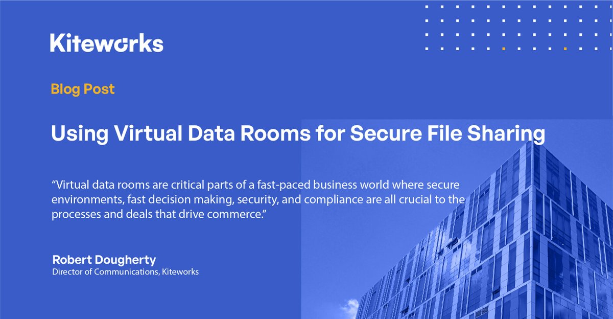 Kiteworks's tweet image. #Virtualdatarooms have come a long way from physical data rooms, but how good is the security in VDRs and how do organizations know if they have a good provider? Read this blog to learn more. 
hubs.ly/Q014V9jF0
#kiteworks #newblog #dataprotection #cybersecurity