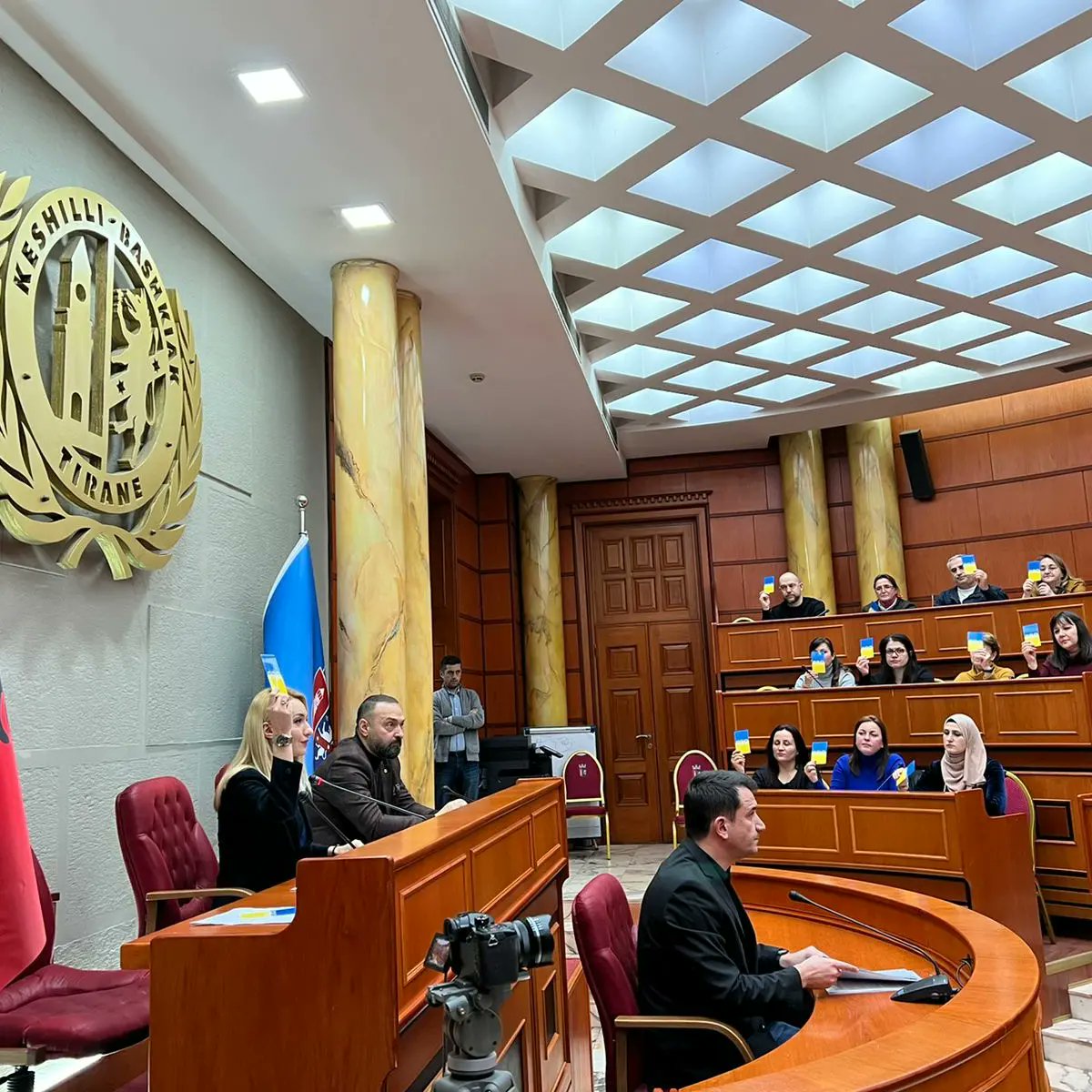 RominaKuko's tweet photo. It is done! Following Mayor @erionveliaj bill,Tirana City Council @KeshilliTirane just voted unanimously the "Free Ukraine" Street, a street where the Embassies of Ukraine, Kosovo,Serbia and Russia are located.
🇦🇱🤝🇺🇦 https://t.co/2wBfdVc26n